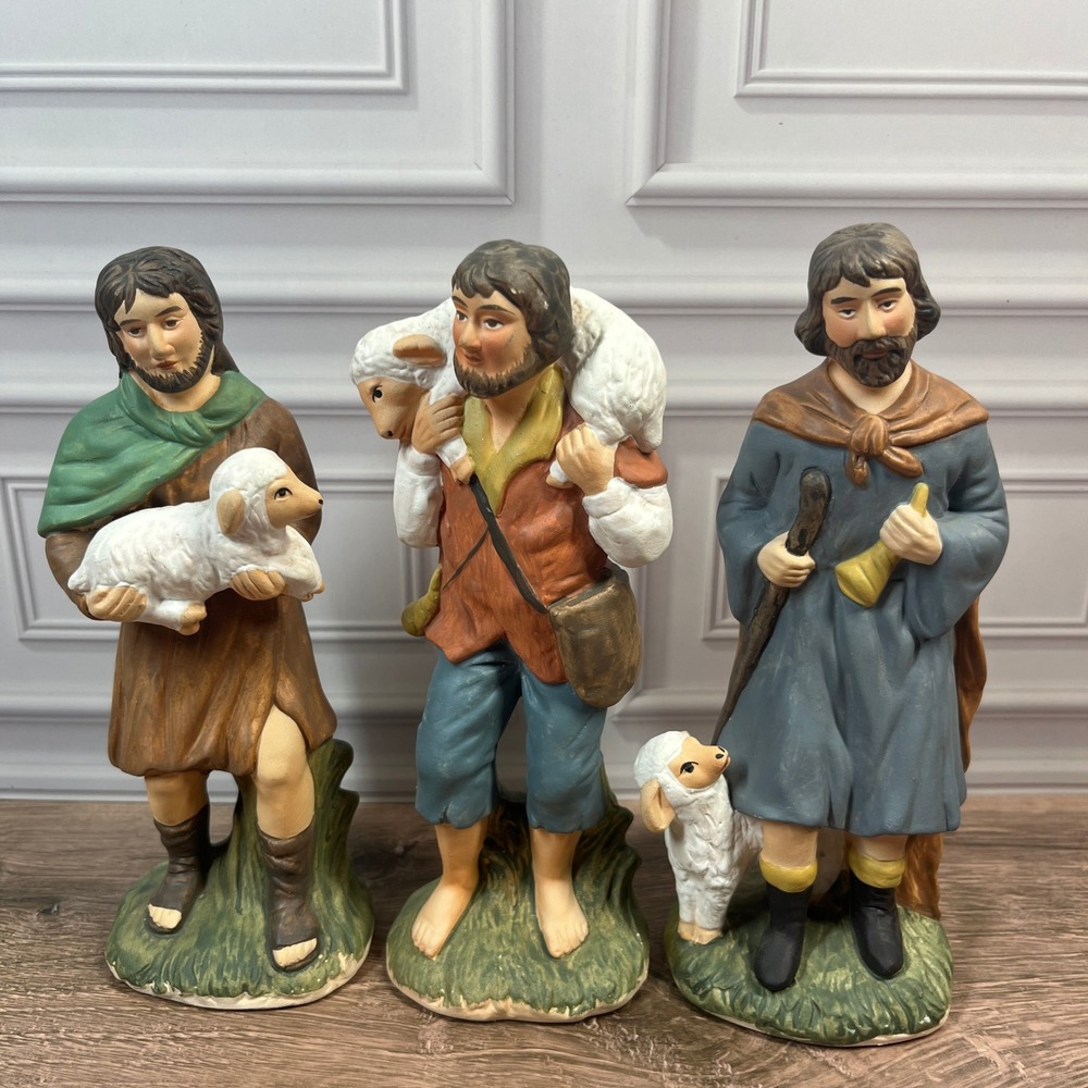 Homco Nativity Shepherds Figurines Set of 3 5209 Vintage Multicolor Porcelain